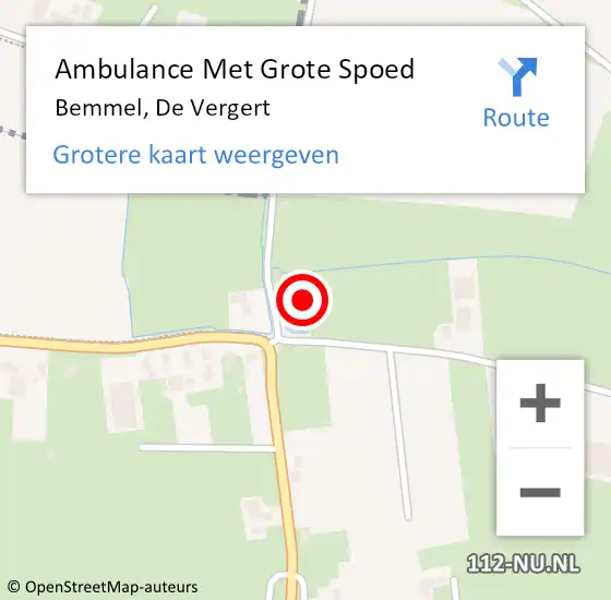 Locatie op kaart van de 112 melding: Ambulance Met Grote Spoed Naar Bemmel, De Vergert op 8 maart 2015 14:46