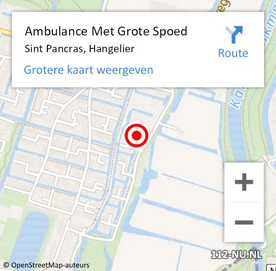 Locatie op kaart van de 112 melding: Ambulance Met Grote Spoed Naar Sint Pancras, Hangelier op 8 maart 2015 14:57