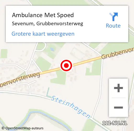 Locatie op kaart van de 112 melding: Ambulance Met Spoed Naar Sevenum, Grubbenvorsterweg op 8 maart 2015 15:29