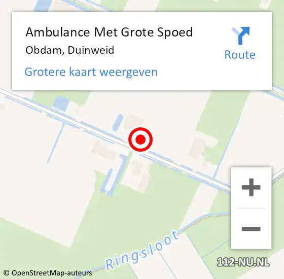 Locatie op kaart van de 112 melding: Ambulance Met Grote Spoed Naar Obdam, Duinweid op 8 maart 2015 15:43