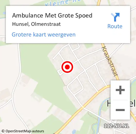 Locatie op kaart van de 112 melding: Ambulance Met Grote Spoed Naar Hunsel, Olmenstraat op 8 maart 2015 15:45