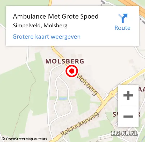 Locatie op kaart van de 112 melding: Ambulance Met Grote Spoed Naar Simpelveld, Molsberg op 8 maart 2015 16:01