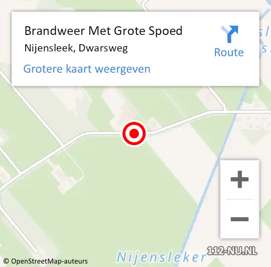 Locatie op kaart van de 112 melding: Brandweer Met Grote Spoed Naar Nijensleek, Dwarsweg op 8 maart 2015 16:22