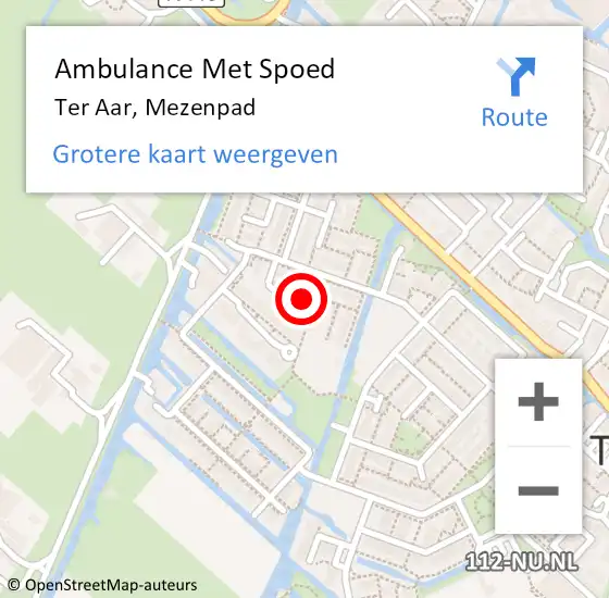 Locatie op kaart van de 112 melding: Ambulance Met Spoed Naar Ter Aar, Mezenpad op 8 maart 2015 16:54