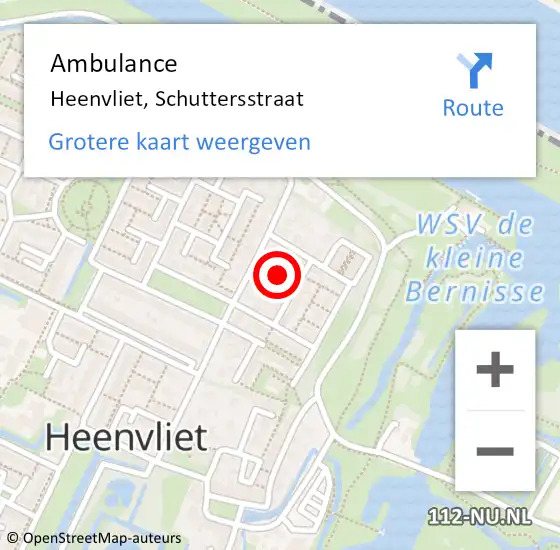 Locatie op kaart van de 112 melding: Ambulance Heenvliet, Schuttersstraat op 8 maart 2015 17:48