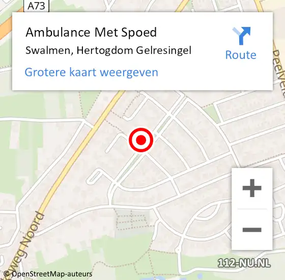 Locatie op kaart van de 112 melding: Ambulance Met Spoed Naar Swalmen, Hertogdom Gelresingel op 8 maart 2015 18:41