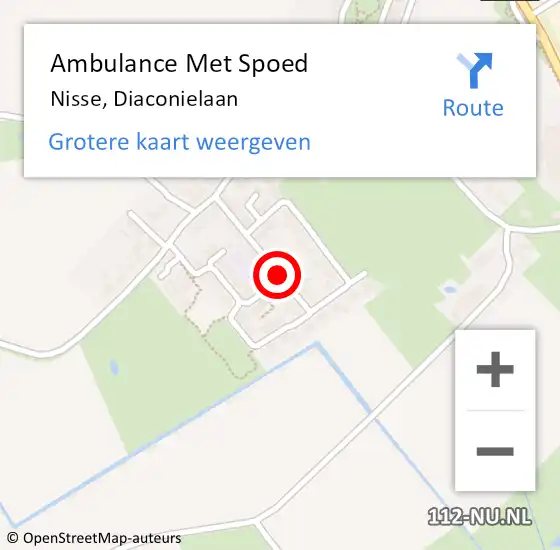 Locatie op kaart van de 112 melding: Ambulance Met Spoed Naar Nisse, Diaconielaan op 8 maart 2015 19:19