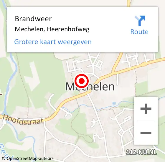 Locatie op kaart van de 112 melding: Brandweer Mechelen, Heerenhofweg op 8 maart 2015 19:45