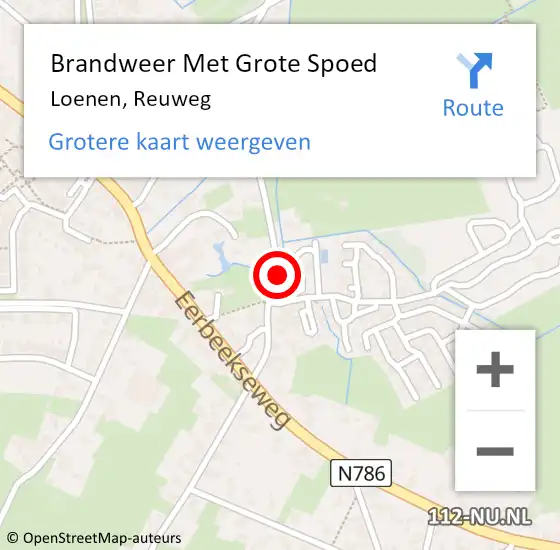 Locatie op kaart van de 112 melding: Brandweer Met Grote Spoed Naar Loenen, Reuweg op 8 maart 2015 19:59