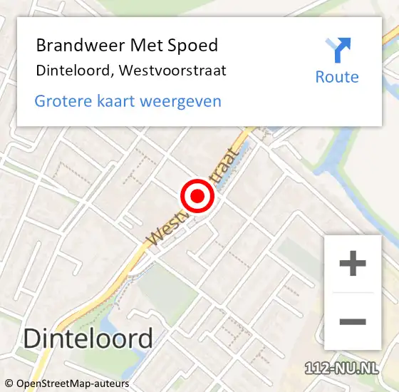 Locatie op kaart van de 112 melding: Brandweer Met Spoed Naar Dinteloord, Westvoorstraat op 8 maart 2015 20:02