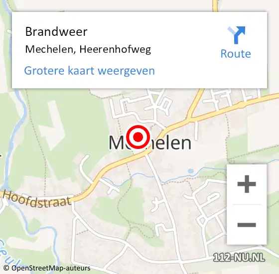 Locatie op kaart van de 112 melding: Brandweer Mechelen, Heerenhofweg op 8 maart 2015 20:16