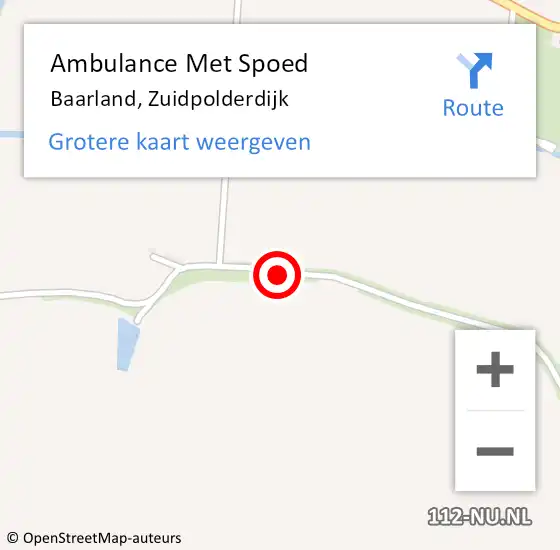 Locatie op kaart van de 112 melding: Ambulance Met Spoed Naar Baarland, Zuidpolderdijk op 8 maart 2015 20:54