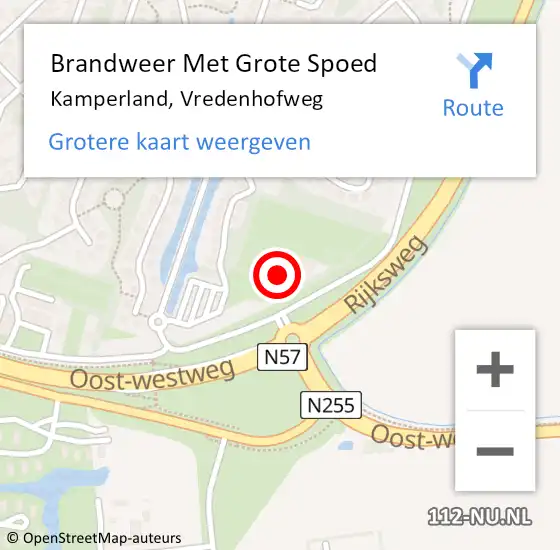 Locatie op kaart van de 112 melding: Brandweer Met Grote Spoed Naar Kamperland, Vredenhofweg op 8 maart 2015 21:16