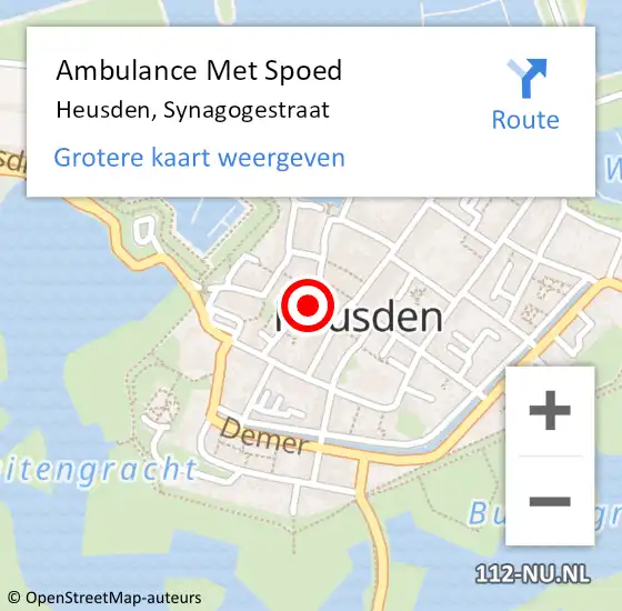 Locatie op kaart van de 112 melding: Ambulance Met Spoed Naar Heusden, Synagogestraat op 8 maart 2015 22:52