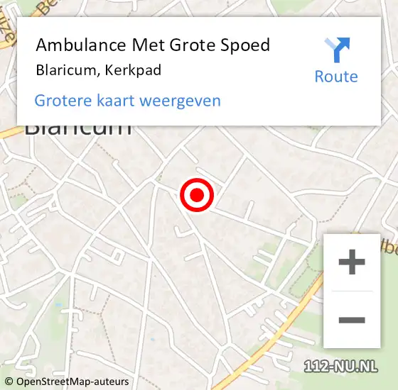 Locatie op kaart van de 112 melding: Ambulance Met Grote Spoed Naar Blaricum, Kerkpad op 8 maart 2015 23:23