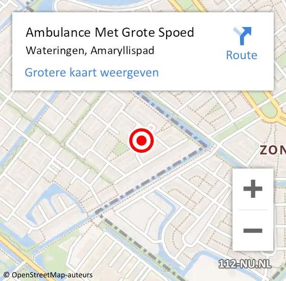 Locatie op kaart van de 112 melding: Ambulance Met Grote Spoed Naar Wateringen, Amaryllispad op 8 maart 2015 23:42