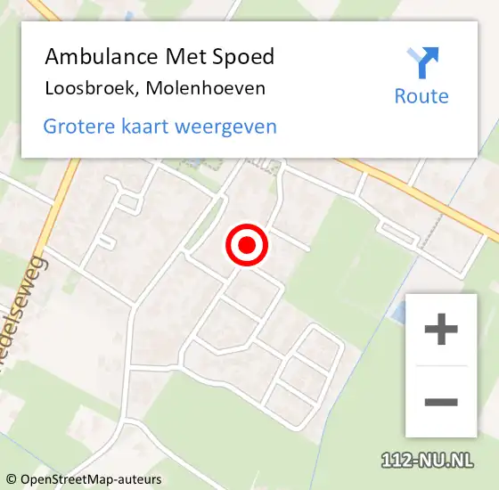 Locatie op kaart van de 112 melding: Ambulance Met Spoed Naar Loosbroek, Molenhoeven op 8 maart 2015 23:42