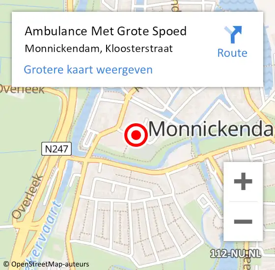Locatie op kaart van de 112 melding: Ambulance Met Grote Spoed Naar Monnickendam, Kloosterstraat op 8 maart 2015 23:57