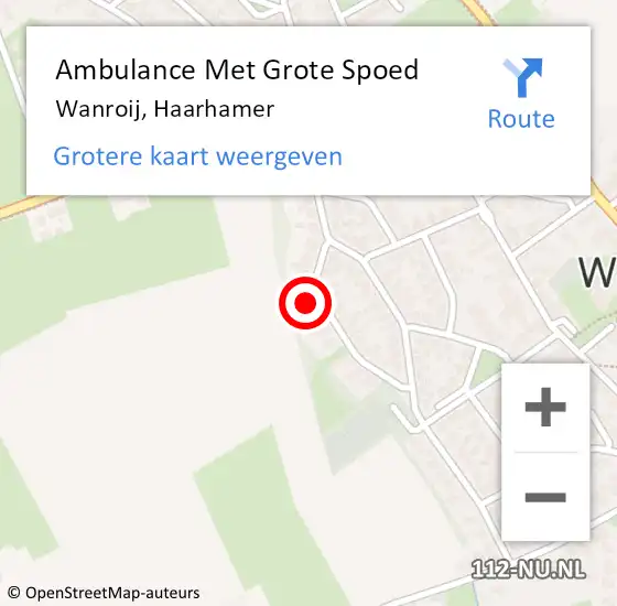 Locatie op kaart van de 112 melding: Ambulance Met Grote Spoed Naar Wanroij, Haarhamer op 9 maart 2015 00:56