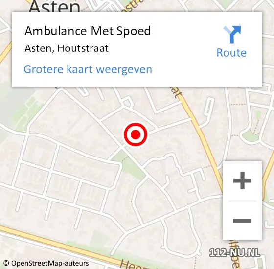 Locatie op kaart van de 112 melding: Ambulance Met Spoed Naar Asten, Houtstraat op 9 maart 2015 03:08