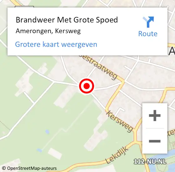 Locatie op kaart van de 112 melding: Brandweer Met Grote Spoed Naar Amerongen, Kersweg op 9 maart 2015 03:10