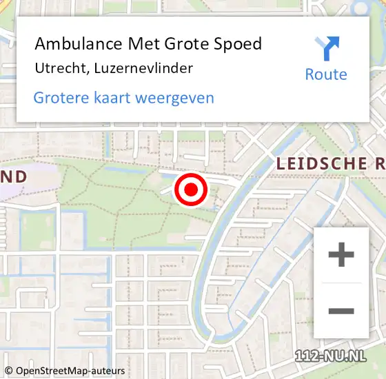 Locatie op kaart van de 112 melding: Ambulance Met Grote Spoed Naar Utrecht, Luzernevlinder op 9 maart 2015 03:48