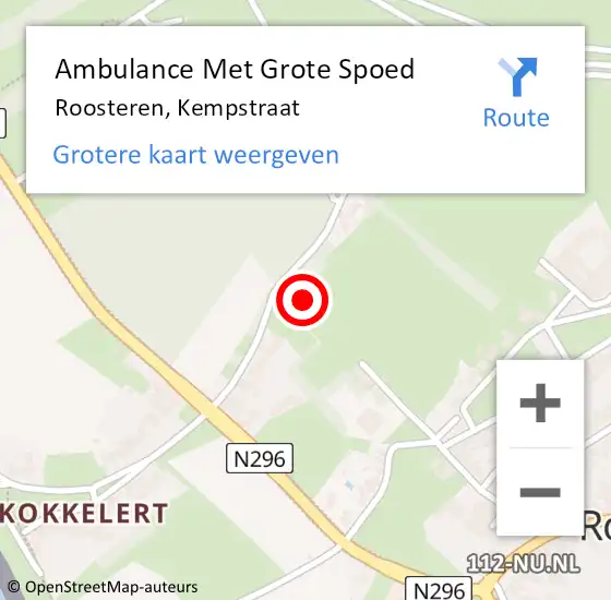 Locatie op kaart van de 112 melding: Ambulance Met Grote Spoed Naar Roosteren, Kempstraat op 9 maart 2015 04:48