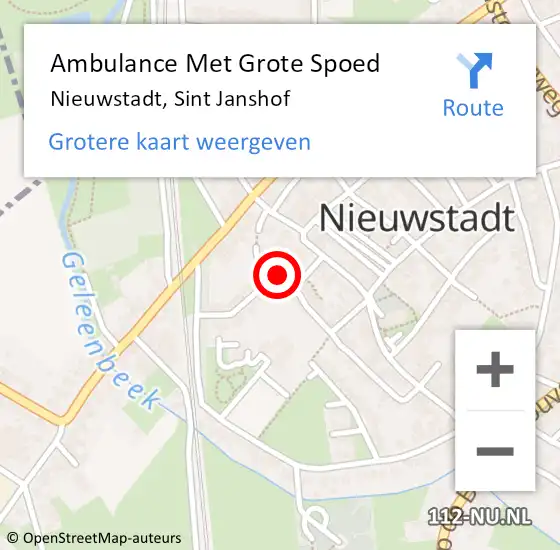 Locatie op kaart van de 112 melding: Ambulance Met Grote Spoed Naar Nieuwstadt, Sint Janshof op 9 maart 2015 06:20