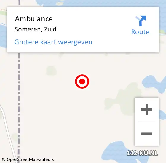Locatie op kaart van de 112 melding: Ambulance Someren, Zuid op 9 maart 2015 07:12