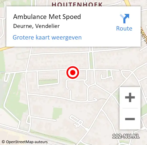 Locatie op kaart van de 112 melding: Ambulance Met Spoed Naar Deurne, Vendelier op 9 maart 2015 07:15