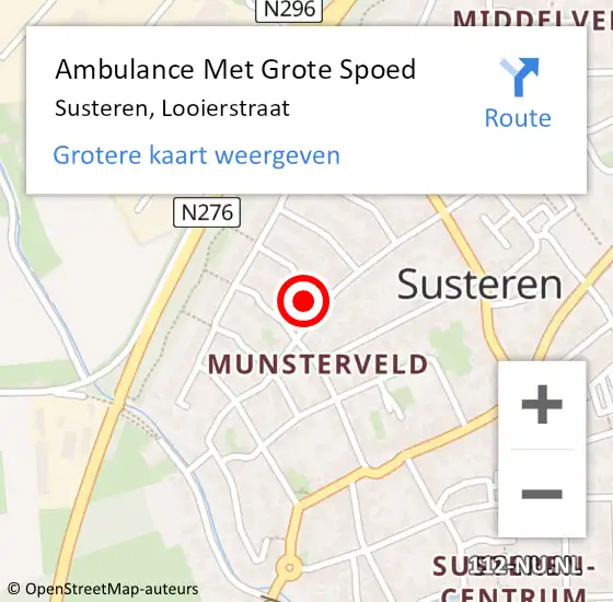 Locatie op kaart van de 112 melding: Ambulance Met Grote Spoed Naar Susteren, Looierstraat op 9 maart 2015 08:07