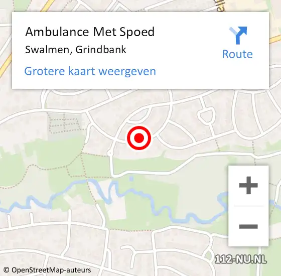 Locatie op kaart van de 112 melding: Ambulance Met Spoed Naar Swalmen, Grindbank op 9 maart 2015 08:23