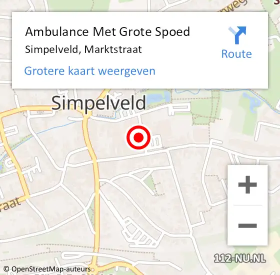 Locatie op kaart van de 112 melding: Ambulance Met Grote Spoed Naar Simpelveld, Marktstraat op 9 maart 2015 08:36