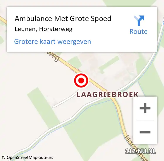 Locatie op kaart van de 112 melding: Ambulance Met Grote Spoed Naar Leunen, Horsterweg op 9 maart 2015 08:47