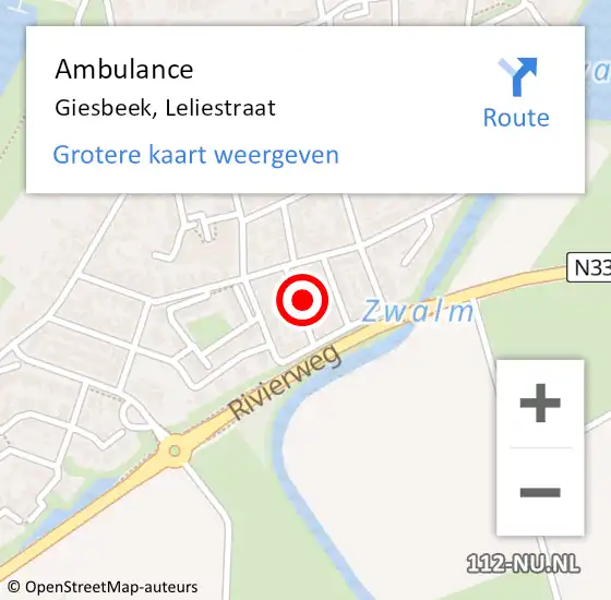 Locatie op kaart van de 112 melding: Ambulance Giesbeek, Leliestraat op 9 maart 2015 09:31