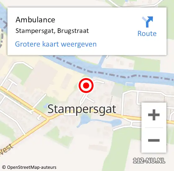 Locatie op kaart van de 112 melding: Ambulance Stampersgat, Brugstraat op 9 maart 2015 09:42