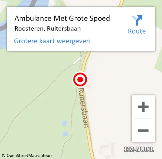 Locatie op kaart van de 112 melding: Ambulance Met Grote Spoed Naar Roosteren, Ruitersbaan op 9 maart 2015 10:13