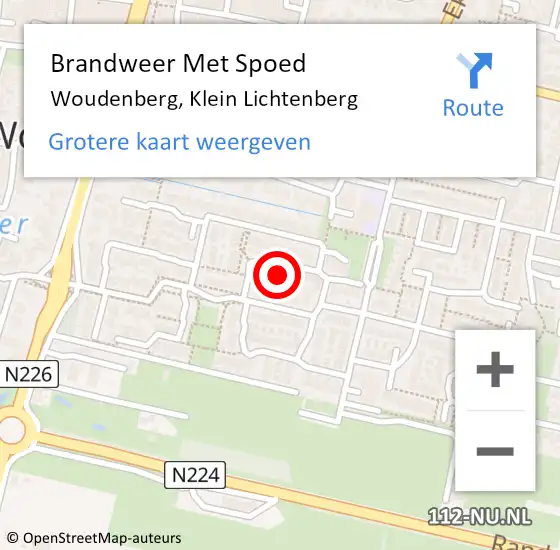 Locatie op kaart van de 112 melding: Brandweer Met Spoed Naar Woudenberg, Klein Lichtenberg op 9 maart 2015 10:16