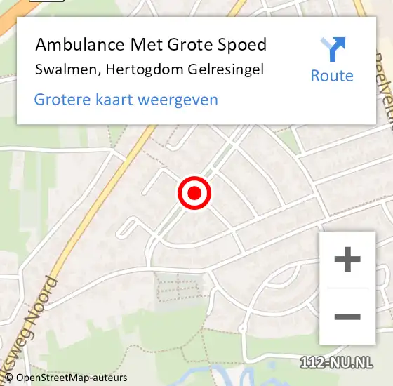 Locatie op kaart van de 112 melding: Ambulance Met Grote Spoed Naar Swalmen, Hertogdom Gelresingel op 9 maart 2015 10:22