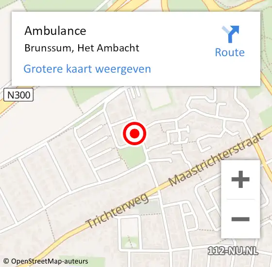 Locatie op kaart van de 112 melding: Ambulance Brunssum, Het Ambacht op 1 november 2013 08:31