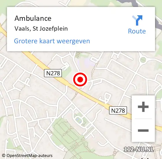 Locatie op kaart van de 112 melding: Ambulance Vaals, St Jozefplein op 1 november 2013 08:32