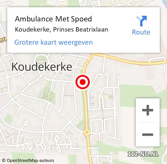 Locatie op kaart van de 112 melding: Ambulance Met Spoed Naar Koudekerke, Prinses Beatrixlaan op 1 november 2013 08:40