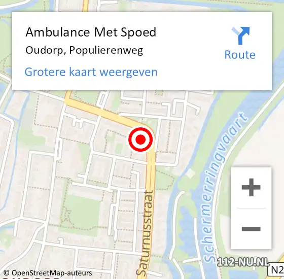 Locatie op kaart van de 112 melding: Ambulance Met Spoed Naar Oudorp, Populierenweg op 9 maart 2015 12:22