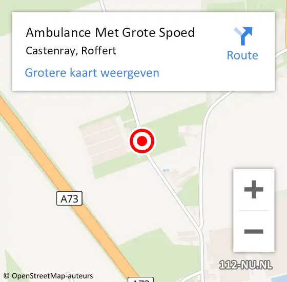 Locatie op kaart van de 112 melding: Ambulance Met Grote Spoed Naar Castenray, Roffert op 9 maart 2015 12:27