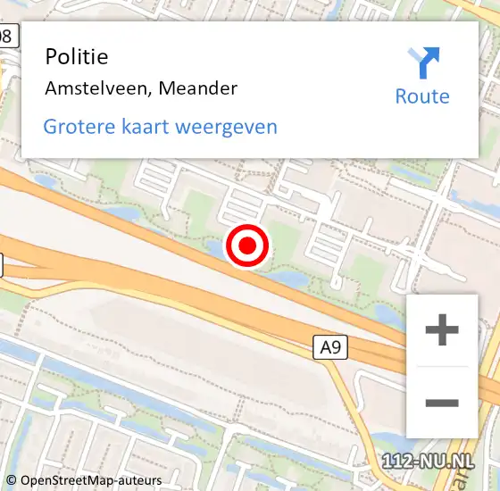 Locatie op kaart van de 112 melding: Politie Amstelveen, Meander op 9 maart 2015 12:30