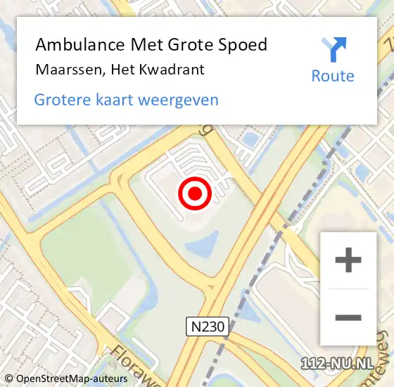 Locatie op kaart van de 112 melding: Ambulance Met Grote Spoed Naar Maarssen, Het Kwadrant op 9 maart 2015 12:55