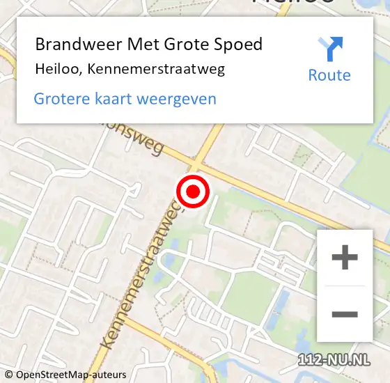 Locatie op kaart van de 112 melding: Brandweer Met Grote Spoed Naar Heiloo, Kennemerstraatweg op 1 november 2013 08:53