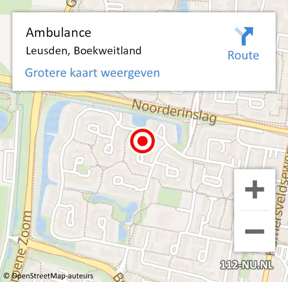 Locatie op kaart van de 112 melding: Ambulance Leusden, Boekweitland op 9 maart 2015 13:27