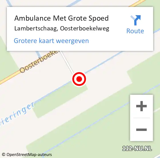 Locatie op kaart van de 112 melding: Ambulance Met Grote Spoed Naar Lambertschaag, Oosterboekelweg op 9 maart 2015 13:28