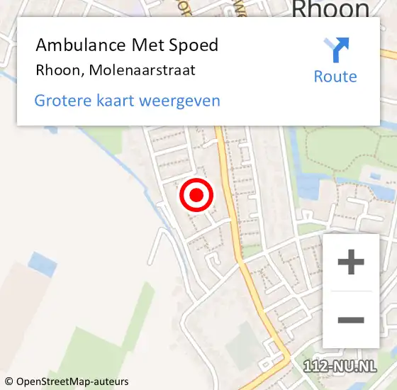 Locatie op kaart van de 112 melding: Ambulance Met Spoed Naar Rhoon, Molenaarstraat op 9 maart 2015 13:42